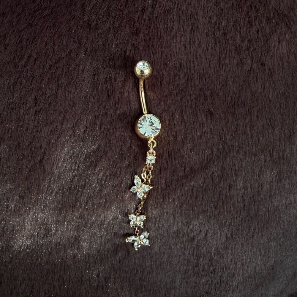 🦋 gold dangly belly ring 🦋